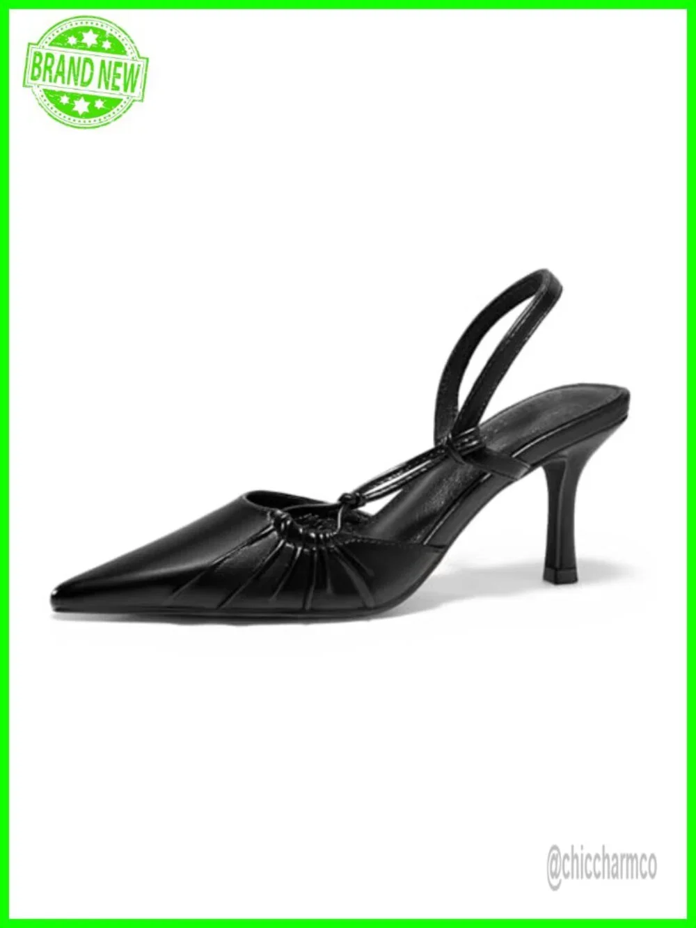 Womens Slingback Kitten Heels Closed Pointed Toe Pumps D'Orsay Party Dress Shoes